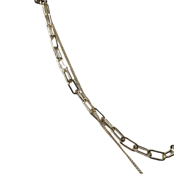 New Une Douce Gold Tone Double Stranded Chain Link Necklace - Picture 3 of 7